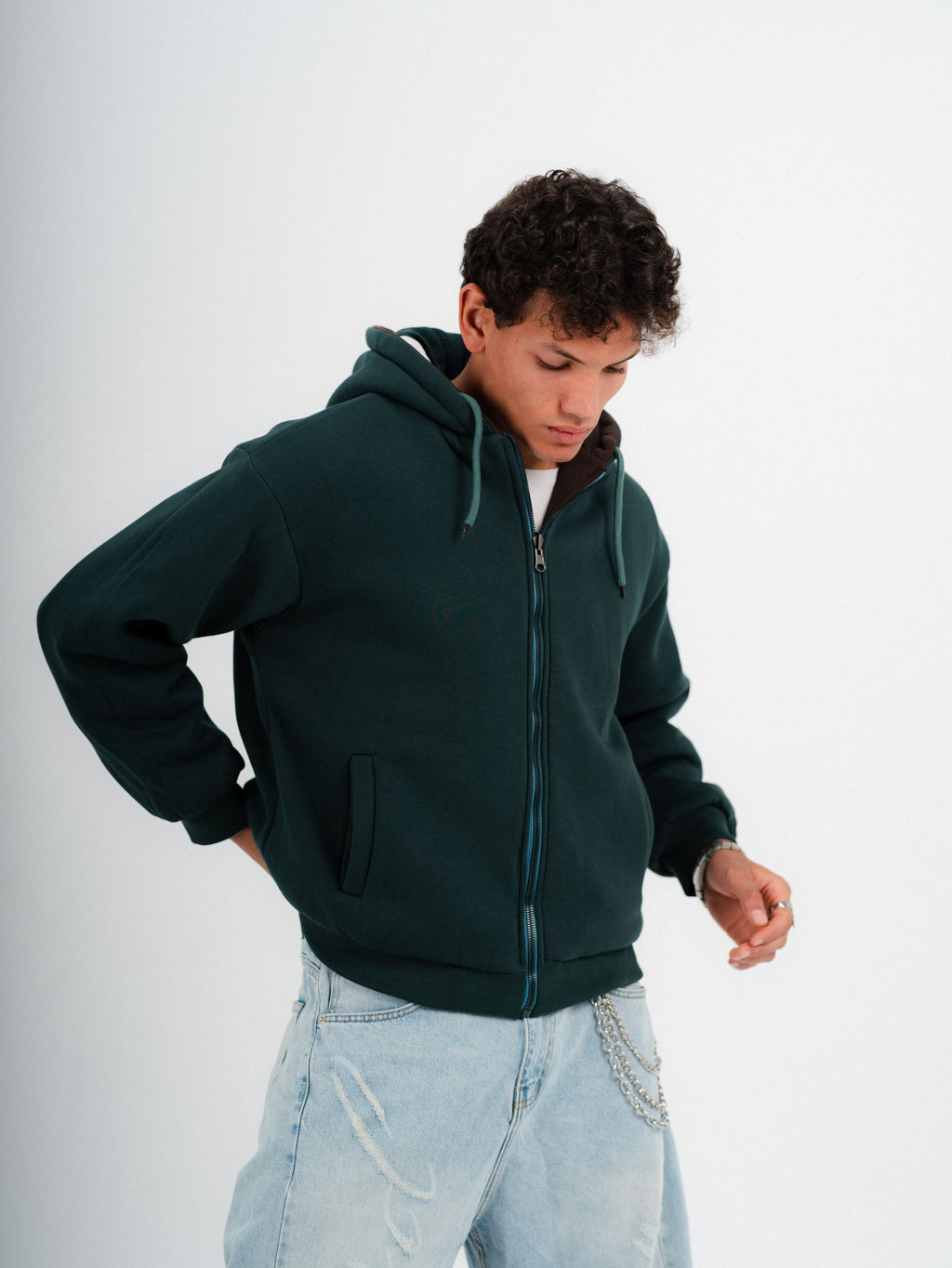 Green Double Face Jacket | Box Fit | 2 Looks in 1 | 100% Melton Cotton