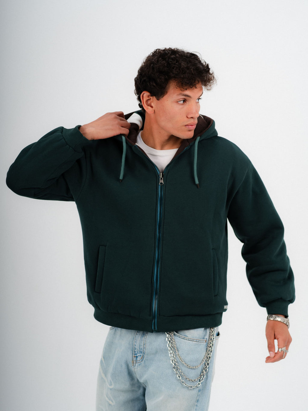 Green Double Face Jacket | Box Fit | 2 Looks in 1 | 100% Melton Cotton