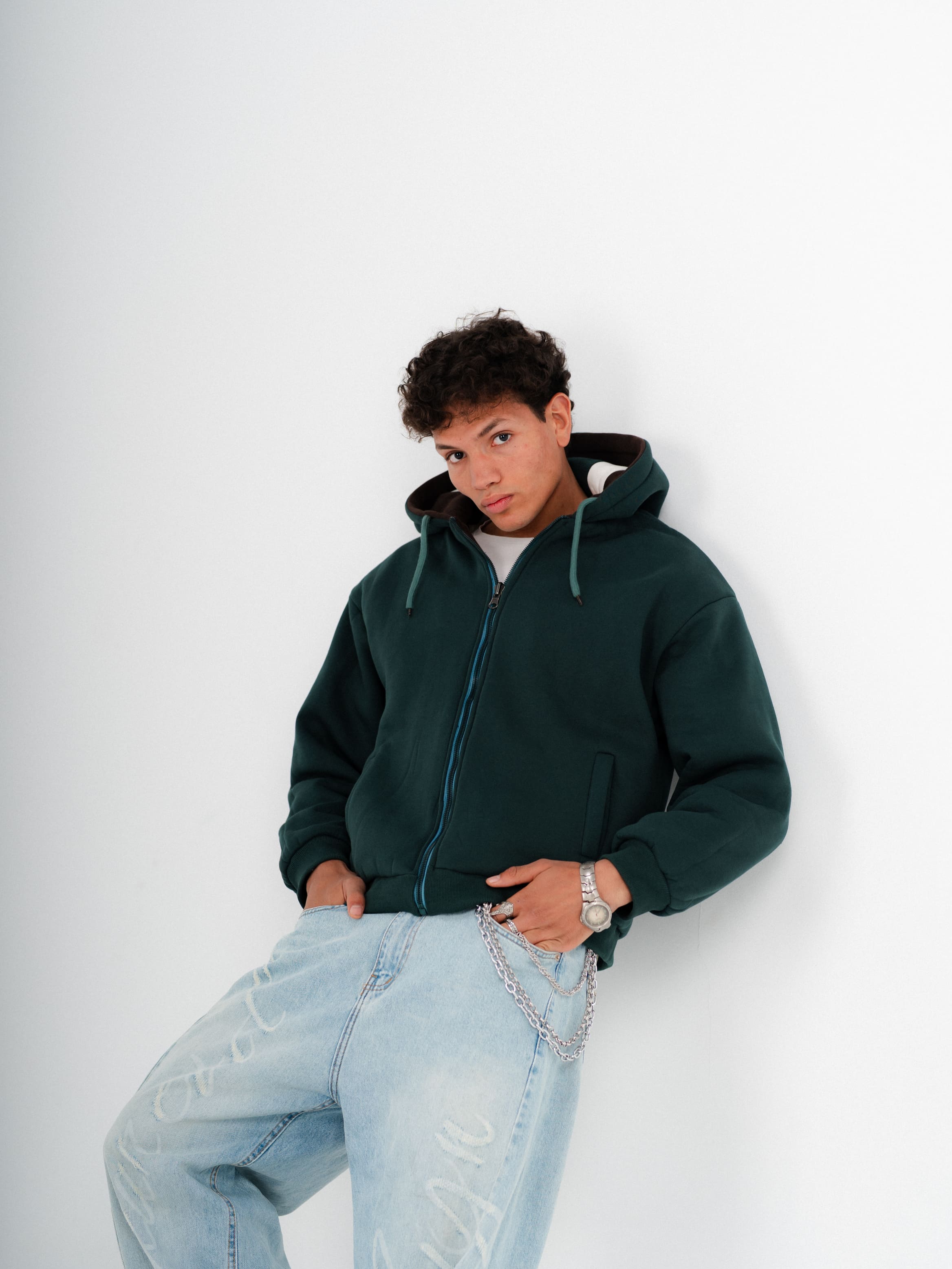 Green Double Face Jacket | Box Fit | 2 Looks in 1 | 100% Melton Cotton