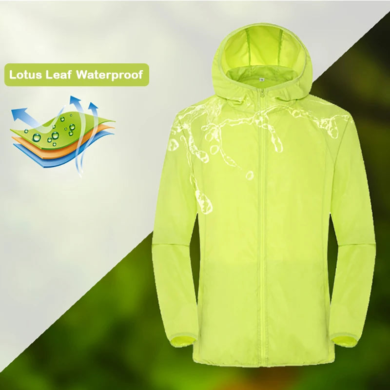 Camping Rain Jacket Men Women Waterproof Sun Protection Clothing Fishing Hunting Clothes Quick Dry Skin Windbreaker With Pocket - Wave Fashion