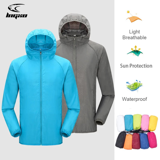 Camping Rain Jacket Men Women Waterproof Sun Protection Clothing Fishing Hunting Clothes Quick Dry Skin Windbreaker With Pocket - Wave Fashion