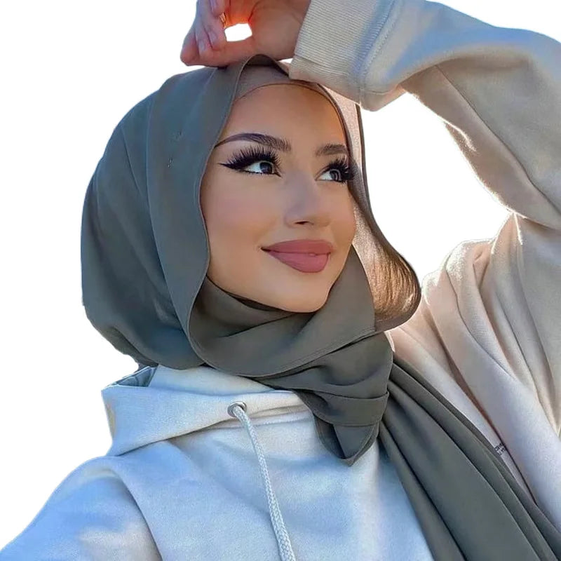 Ramadan muslimischen Chiffon Hijabs für Frau einfarbig Kopftuch langen Schal Schal Frauen Trikot Hijabs Damen Islam Voile Hijab