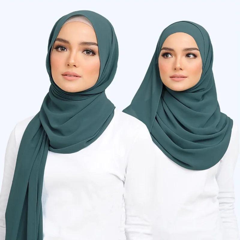 Ramadan muslimischen Chiffon Hijabs für Frau einfarbig Kopftuch langen Schal Schal Frauen Trikot Hijabs Damen Islam Voile Hijab