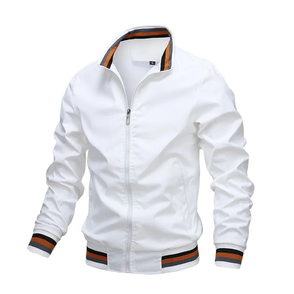 Men Windbreaker Jacket White Casual Jacket Fashion Men Outdoor Waterproof Sports Coat Spring Summer Bomber jacket Men Clothing - Wave Fashion