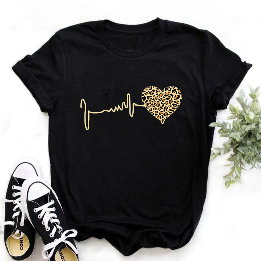 Heartbeat Graphic T-Shirt - Wave Fashion