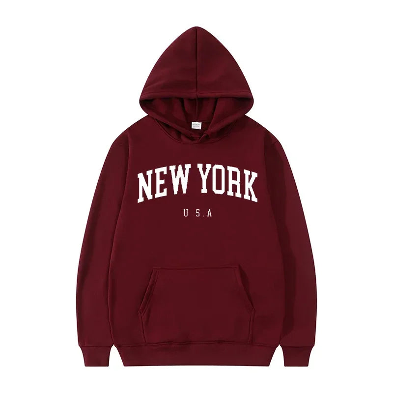 Männer Frauen New York US City Hoodies Mode Brief gedruckt Grafik Sweatshirts lose lässig Harajuku Kapuze Pullover Sportswear