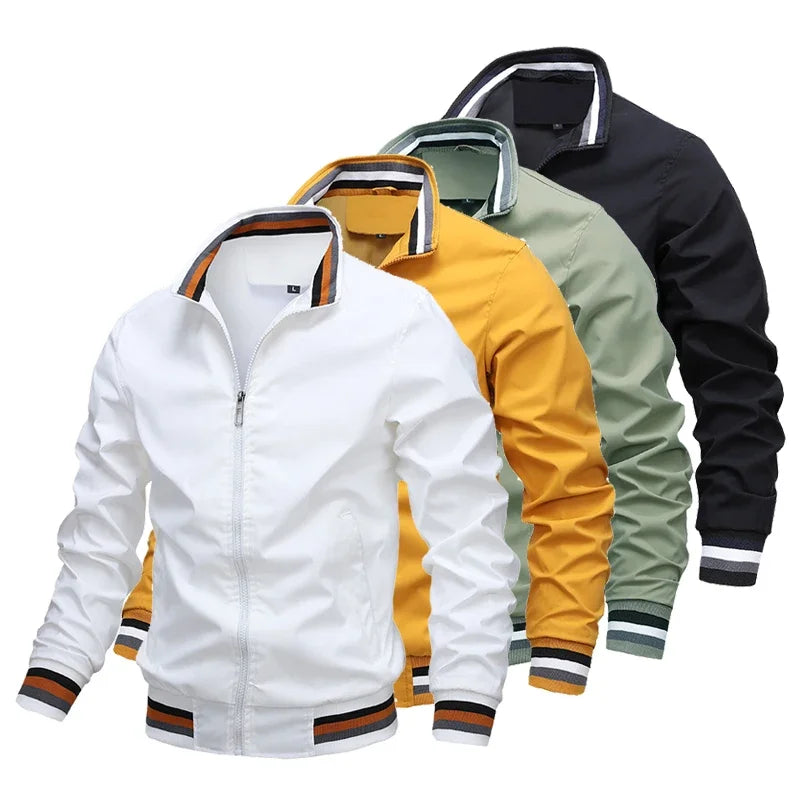 Men Windbreaker Jacket White Casual Jacket Fashion Men Outdoor Waterproof Sports Coat Spring Summer Bomber jacket Men Clothing - Wave Fashion