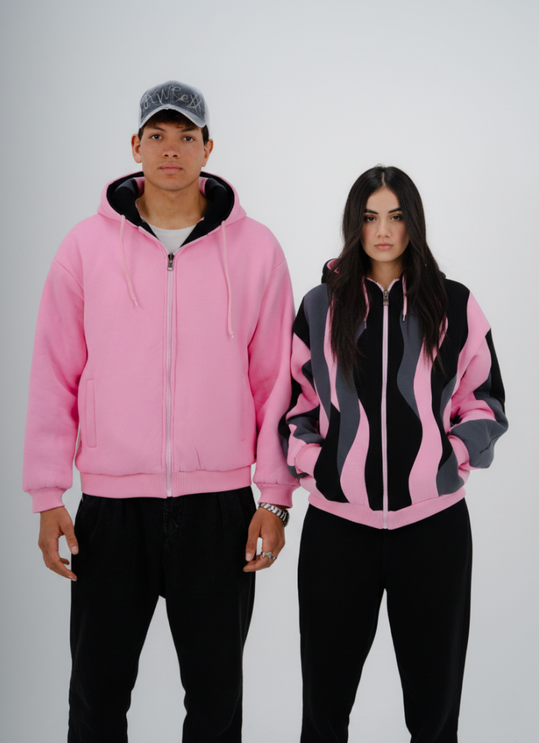 Pink Double Face Jacket | Box Fit | 2 Looks in 1 | 100% Melton Cotton